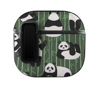 Niapessel for AirPods 4 Case, Cute Pandas on Bamboo Print Compatible with Apple Airpods 4th Generation Case for Women Men, PC Hard Shell Full Protective Case Cover