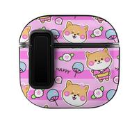 Niapessel for AirPods 4 Case, Cute Shiba Inu Flower Print Compatible with Apple Airpods 4th Generation Case for Women Men, PC Hard Shell Full Protective Case Cover