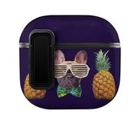 Niapessel for AirPods 4 Case, Funny Bulldog Pineapple Print Compatible with Apple Airpods 4th Generation Case for Women Men, PC Hard Shell Full Protective Case Cover