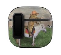 Niapessel for AirPods 4 Case, Funny Cat Riding A Horse Print Compatible with Apple Airpods 4th Generation Case for Women Men, PC Hard Shell Full Protective Case Cover