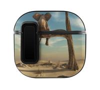 Niapessel for AirPods 4 Case, Funny Elephant in The Desert Print Compatible with Apple Airpods 4th Generation Case for Women Men, PC Hard Shell Full Protective Case Cover