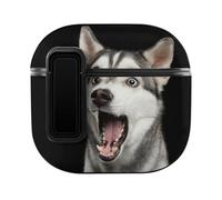 Niapessel for AirPods 4 Case, Funny Husky Dog Print Compatible with Apple Airpods 4th Generation Case for Women Men, PC Hard Shell Full Protective Case Cover