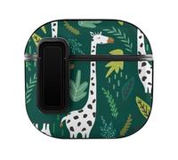 Niapessel for AirPods 4 Case, Giraffes Leaves Print Compatible with Apple Airpods 4th Generation Case for Women Men, PC Hard Shell Full Protective Case Cover
