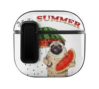 Niapessel for AirPods 4 Case, Hello Summer with Cute Pug Dog Print Compatible with Apple Airpods 4th Generation Case for Women Men, PC Hard Shell Full Protective Case Cover