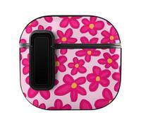 Niapessel for AirPods 4 Case, Hot Hyper Pink Daisy Flowers Print Compatible with Apple Airpods 4th Generation Case for Women Men, PC Hard Shell Full Protective Case Cover