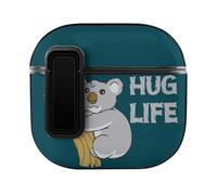 Niapessel for AirPods 4 Case, Hug Life A Funny Sloth Print Compatible with Apple Airpods 4th Generation Case for Women Men, PC Hard Shell Full Protective Case Cover