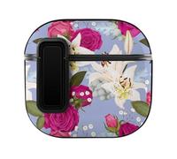Niapessel for AirPods 4 Case, Lilies and Roses Print Compatible with Apple Airpods 4th Generation Case for Women Men, PC Hard Shell Full Protective Case Cover
