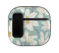Niapessel for AirPods 4 Case, Lilies Flowers Print Compatible with Apple Airpods 4th Generation Case for Women Men, PC Hard Shell Full Protective Case Cover