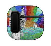 Niapessel for AirPods 4 Case, Llama on A Beach Print Compatible with Apple Airpods 4th Generation Case for Women Men, PC Hard Shell Full Protective Case Cover