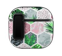 Niapessel for AirPods 4 Case, Marble Tropical Leaves Print Compatible with Apple Airpods 4th Generation Case for Women Men, PC Hard Shell Full Protective Case Cover