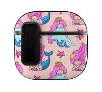 Niapessel for AirPods 4 Case, Mermaids and Dolphins Print Compatible with Apple Airpods 4th Generation Case for Women Men, PC Hard Shell Full Protective Case Cover