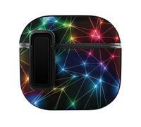Niapessel for AirPods 4 Case, Neon Rainbow Low Polygon Print Compatible with Apple Airpods 4th Generation Case for Women Men, PC Hard Shell Full Protective Case Cover