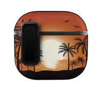 Niapessel for AirPods 4 Case, Palm Trees on The Beach Print Compatible with Apple Airpods 4th Generation Case for Women Men, PC Hard Shell Full Protective Case Cover
