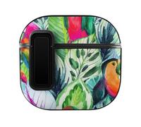Niapessel for AirPods 4 Case, Parrots Tropical Leaves Print Compatible with Apple Airpods 4th Generation Case for Women Men, PC Hard Shell Full Protective Case Cover