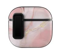 Niapessel for AirPods 4 Case, Pink Gold Marble Print Compatible with Apple Airpods 4th Generation Case for Women Men, PC Hard Shell Full Protective Case Cover