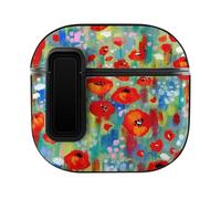 Niapessel for AirPods 4 Case, Poppies in Green Grass Print Compatible with Apple Airpods 4th Generation Case for Women Men, PC Hard Shell Full Protective Case Cover