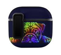 Niapessel for AirPods 4 Case, Pug Dog Colorful Print Compatible with Apple Airpods 4th Generation Case for Women Men, PC Hard Shell Full Protective Case Cover