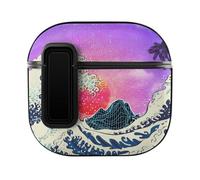 Niapessel for AirPods 4 Case, Retro Japanese Ocean Print Compatible with Apple Airpods 4th Generation Case for Women Men, PC Hard Shell Full Protective Case Cover