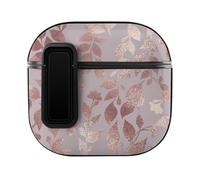 Niapessel for AirPods 4 Case, Rose Gold Floral Leaf Print Compatible with Apple Airpods 4th Generation Case for Women Men, PC Hard Shell Full Protective Case Cover