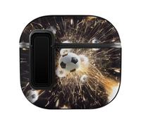 Niapessel for AirPods 4 Case, Soccer Balls with Fire Sparks Print Compatible with Apple Airpods 4th Generation Case for Women Men, PC Hard Shell Full Protective Case Cover