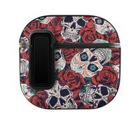 Niapessel for AirPods 4 Case, Sugar Skulls Roses Print Compatible with Apple Airpods 4th Generation Case for Women Men, PC Hard Shell Full Protective Case Cover