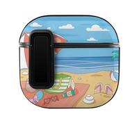 Niapessel for AirPods 4 Case, Sunny Seascape on The Beach Print Compatible with Apple Airpods 4th Generation Case for Women Men, PC Hard Shell Full Protective Case Cover