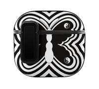 Niapessel for AirPods 4 Case, Trippy Butterfly Black White Print Compatible with Apple Airpods 4th Generation Case for Women Men, PC Hard Shell Full Protective Case Cover