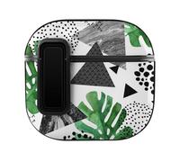 Niapessel for AirPods 4 Case, Tropical Leaves Geometric Print Compatible with Apple Airpods 4th Generation Case for Women Men, PC Hard Shell Full Protective Case Cover
