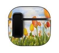 Niapessel for AirPods 4 Case, Tulips in A Green Field Print Compatible with Apple Airpods 4th Generation Case for Women Men, PC Hard Shell Full Protective Case Cover