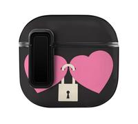 Niapessel for AirPods 4 Case, Two Hearts Locked Print Compatible with Apple Airpods 4th Generation Case for Women Men, PC Hard Shell Full Protective Case Cover