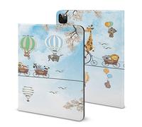 Niapessel for iPad 9th Generation Case/for iPad Air 5th Generation Case/for iPad Pro 11 Inch, Cute Animal Bike in Sky Print with Pencil Holder & Stand (TPU Leather)