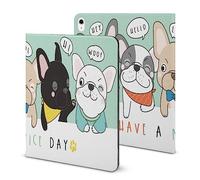 Niapessel for iPad 9th Generation Case/for iPad Air 5th Generation Case/for iPad Pro 11 Inch, Cute French Bulldog Print with Pencil Holder & Stand (TPU Leather)