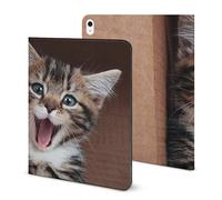 Niapessel for iPad 9th Generation Case/for iPad Air 5th Generation Case/for iPad Pro 11 Inch, Cute Funny Kitten Cat Print with Pencil Holder & Stand (TPU Leather)