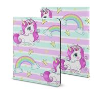 Niapessel for iPad 9th Generation Case/for iPad Air 5th Generation Case/for iPad Pro 11 Inch, Cute Rainbow Unicorn Print with Pencil Holder & Stand (TPU Leather)