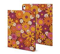 Niapessel for iPad 9th Generation Case/for iPad Air 5th Generation Case/for iPad Pro 11 Inch, Hippie Aesthetic Colorful Flower Print with Pencil Holder & Stand (TPU Leather)