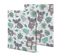 Niapessel for iPad 9th Generation Case/for iPad Air 5th Generation Case/for iPad Pro 11 Inch, Koalas Tropical Leaves Print with Pencil Holder & Stand (TPU Leather)