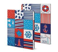 Niapessel for iPad 9th Generation Case/for iPad Air 5th Generation Case/for iPad Pro 11 Inch, Marine Sea Patchwork Print with Pencil Holder & Stand (TPU Leather)