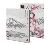 Niapessel for iPad 9th Generation Case/for iPad Air 5th Generation Case/for iPad Pro 11 Inch, Mountain Fuji Cherry Blossoms Print with Pencil Holder & Stand (TPU Leather)