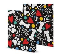 Niapessel for iPad 9th Generation Case/for iPad Air 5th Generation Case/for iPad Pro 11 Inch, Paw Prints Bones Hearts Print with Pencil Holder & Stand (TPU Leather)