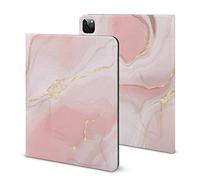 Niapessel for iPad 9th Generation Case/for iPad Air 5th Generation Case/for iPad Pro 11 Inch, Pink Gold Marble Print with Pencil Holder & Stand (TPU Leather)