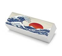 Niapessel Glasses Case, Eyeglass Case, Eye Glasses Case Hard Leather Japanese Ocean Sunset Print for Women Men, Style-112, One size