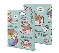 Niapessel iPad 9th Generation Case, iPad Air 5th Generation Case, Summer Cute Sloths Print iPad Pro 11 Inch iPad Case 10.2 Case 10.9 Case with Pencil Holder & Stand (TPU Leather)
