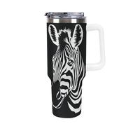 Niapessel Leak Proof Tumbler, Insulated Water Bottles with Straw, Wild Animals Zebra Insulated Cup with Handle 40 Oz Stainless Steel Flask for School, Travel, Car, Sports, Work