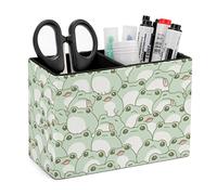 Niapessel Pencil Holder for Desk, Cute Frog Pen Holder Storage Desktop Pen Organizer Desk Pencil Organizer Makeup Brush Holder for Office School College Leather