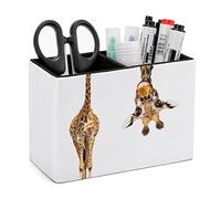 Niapessel Pencil Holder for Desk, Funny Giraffe Pen Holder Storage Desktop Pen Organizer Desk Pencil Organizer Makeup Brush Holder for Office School College Leather