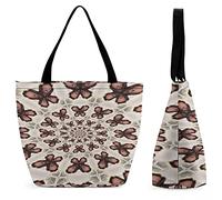 Niapessel Tote Bag Trippy Kaleidoscope Brown Butterfly Pattern Beach Travel Reusable Grocery Shopping Aesthetic Portable Storage HandBags Purse with Zipper Large for Women Girls, Trippy Kaleidoscope