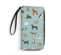 Niapessel Women's Wallets, Dogs Funny Pets Print Large Zip Around Leather Travel Long Purse with Wrist Strap Card Cases & Money Organizers, style, 19.7x10.5cm