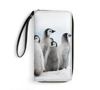 Niapessel Women's Wallets, Penguins Funny Animal Print Large Zip Around Leather Travel Long Purse with Wrist Strap Card Cases & Money Organizers, style, 19.7x10.5cm
