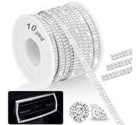 NiArt 10-Yard Self-Adhesive Rhinestone Ribbon, Silver