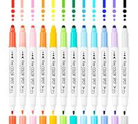 NiArt 12-Color Dual Tip DOT Markers - Round DOT, Fine and Fiber-Tip for Art, Coloring, Journaling, Hand Lettering, Sketching, Anime and Illustrating - Double-Ended, Workable from 0.5-3mm